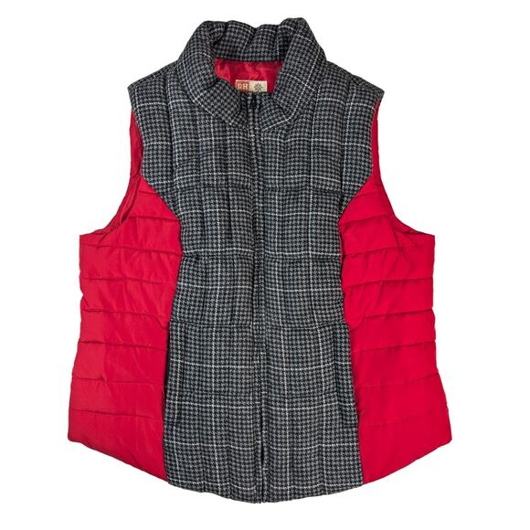 Ruff Hewn Vest Women's Puffer Red Wool Plaid Size XL Fall Cozy Outdoor Winter‎ - Picture 1 of 6